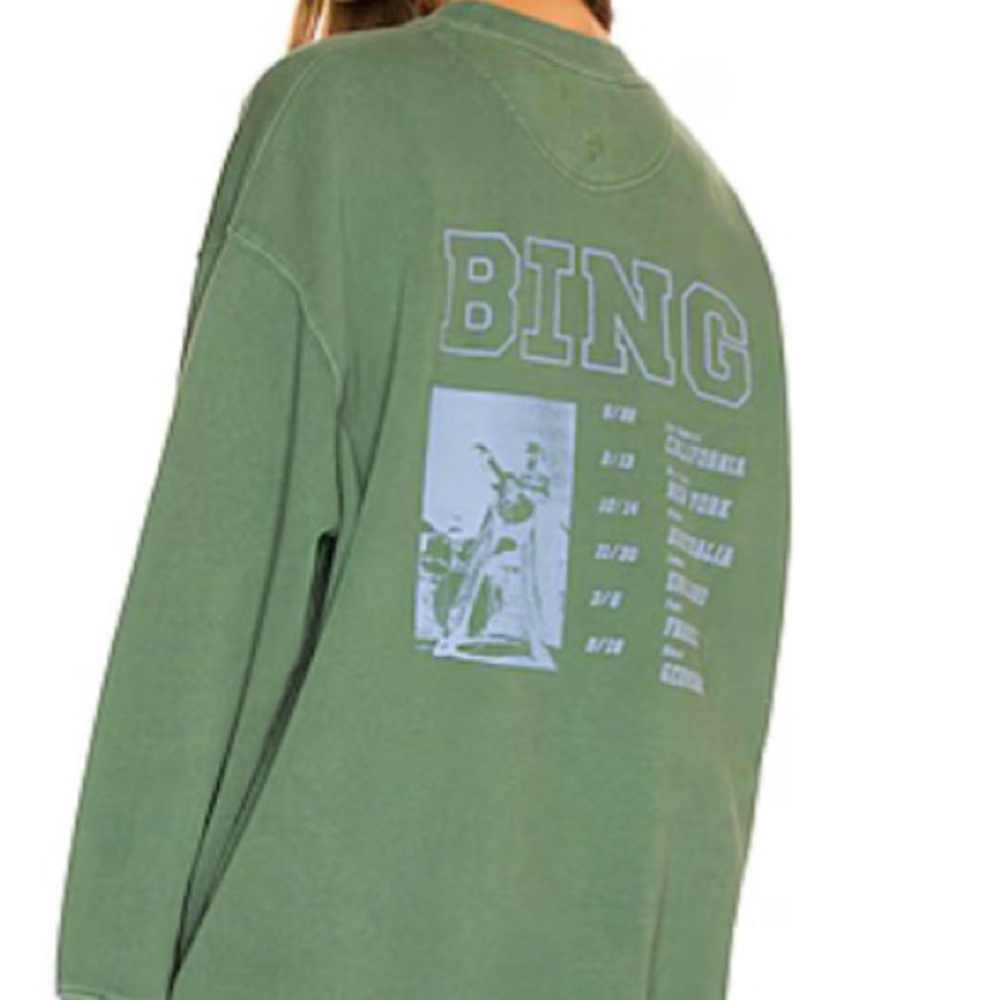 Anine Bing Green Crewneck Sweater